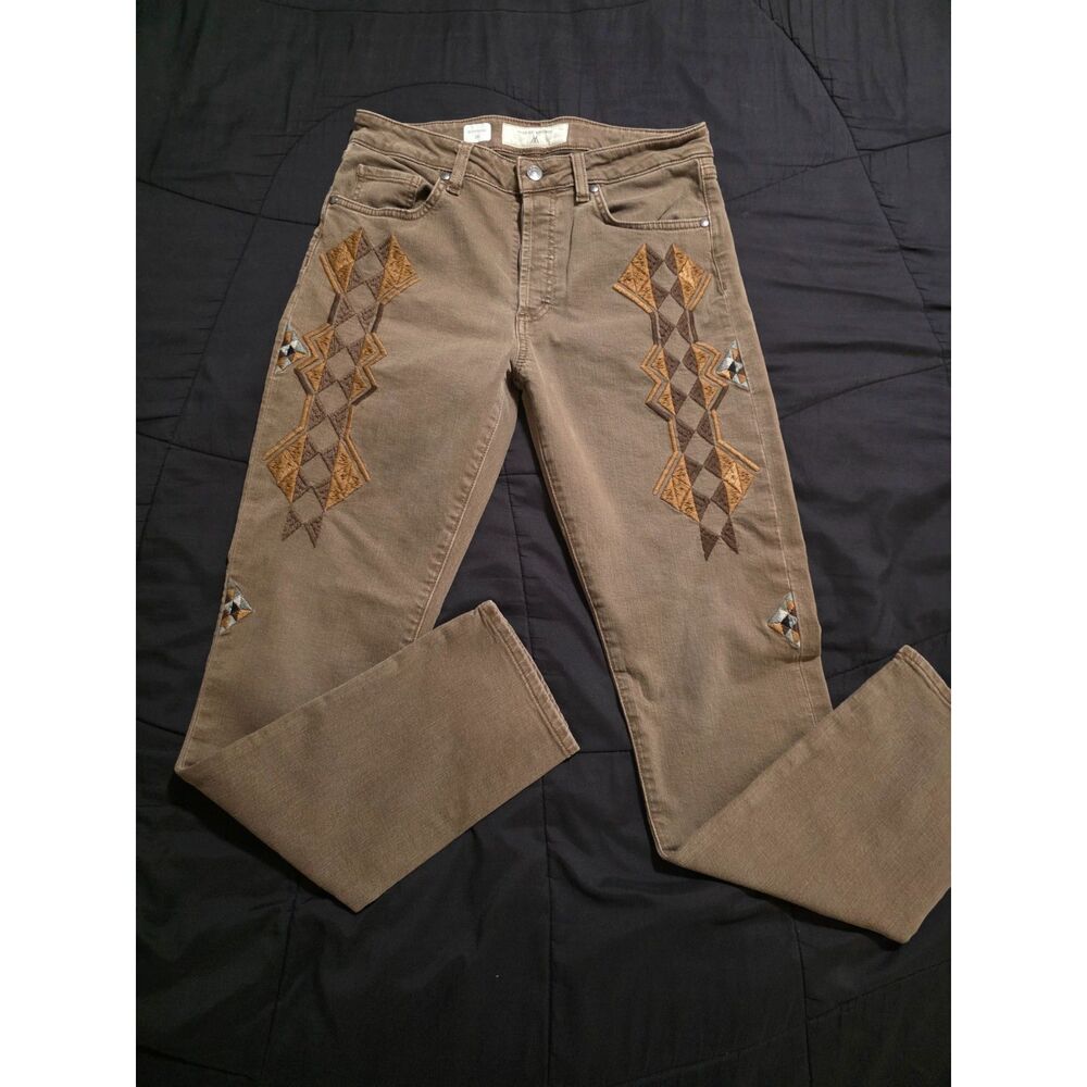 Miss Me Vintage Molly Aztec Jeans 28 Brown Embroidered Aztec Western Boyfriend
